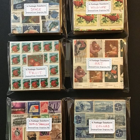 Lighthouse Coasters, 4 pack, Real Postage Stamp Wood Coaster Set with Cork Backi - Picture 10 of 10